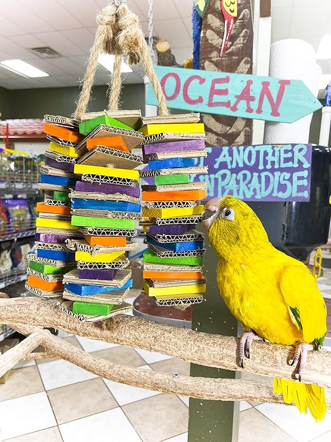 Birds LOVE Chew-Tastic Triple Tower of Shredded Fun Medium Bird Toy for African Grey Conures Sun Conures Caiques Senegals Small Cockatoos Quakers and Similar Small to Medium Sized Birds