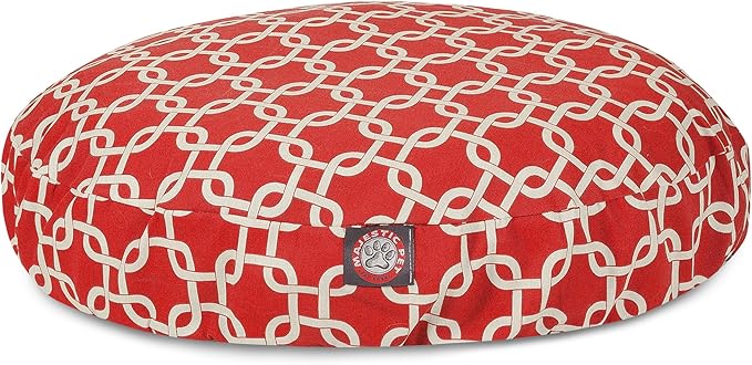 Red Links Medium Round Indoor Outdoor Pet Dog Bed With Removable Washable Cover By Majestic Pet Products