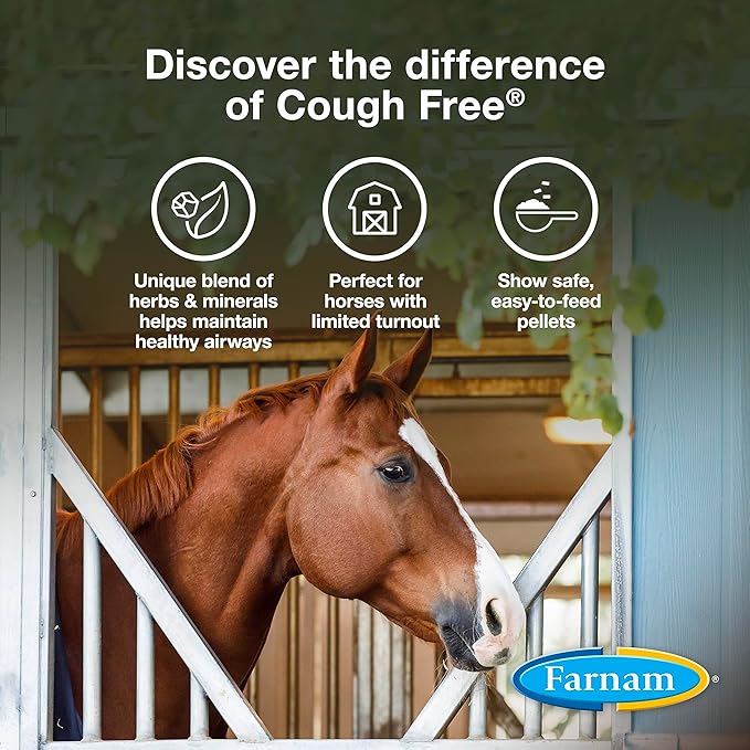 Farnam Cough Free Horse Cough Supplement Pellets, Provides Respiratory Support for Horses W/Seasonal Allergies or Stable Cough, 1.75 lb, 48 Day Supply (Pack of 2)