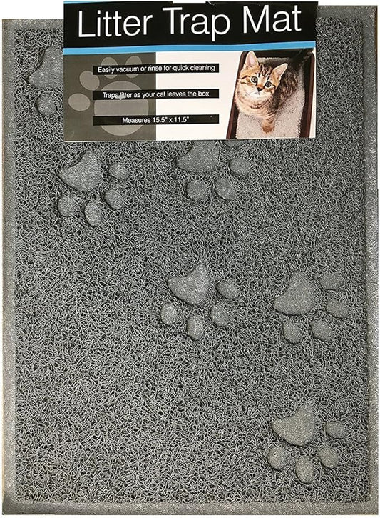 Quality Gray Cat Litter Trap Mat, Non-Slip Backing, Dirt Catcher, Soft on Paws, Easy to Clean