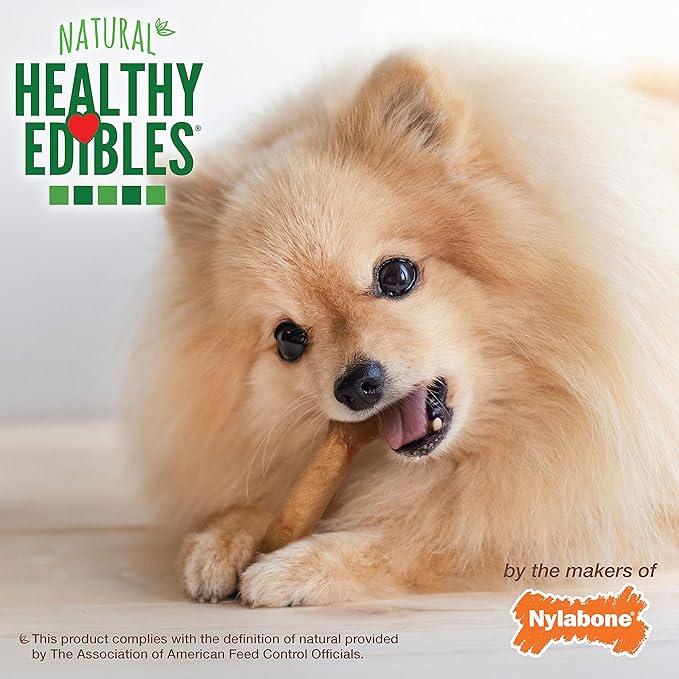 Nylabone Healthy Edibles Natural Dog Chews Long Lasting Chew Treats for Dogs, Roast Beef & Chicken Flavor, X-Small/Petite (8 Count)