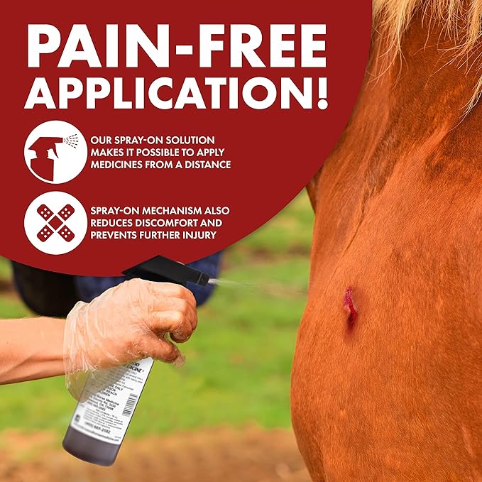 Topical Wound Spray Refill Bottle w/Spray Trigger 16oz – Equine First Aid Kit for Horses – Wound Care for Dogs – Horse Care Supplies for Animals, Scrapes, Cuts & Dog Wound Care – Horse First Aid Kit