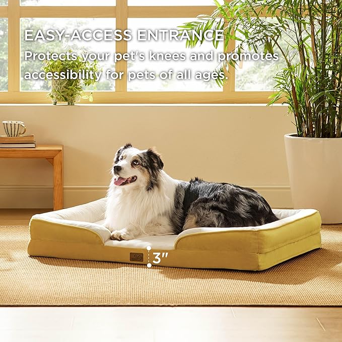 Bedsure Orthopedic Dog Bed for Extra Large Dogs - XL Washable Dog Sofa Beds Large, Supportive Foam Pet Couch Bed with Removable Washable Cover, Waterproof Lining and Nonskid Bottom, Spicy Mustard