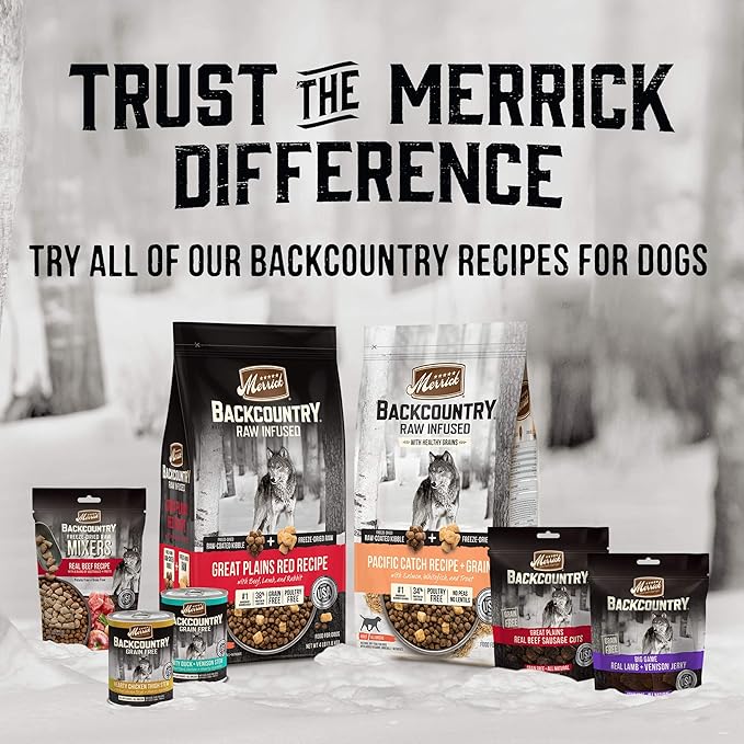 Merrick Backcountry Grain Free Dry Adult Dog Food Kibble with Freeze Dried Raw Pieces, Great Plains Red Recipe - 20.0 Lb. Bag