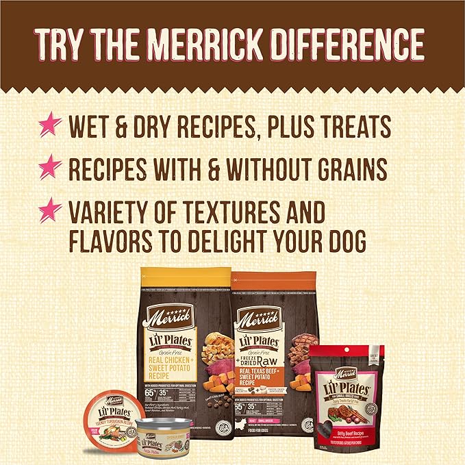 Merrick Lil’ Plates Grain Free Small Dog Treats, Natural Training Treats for Small Dogs, Lil’ Chunky Chicken - 5 oz. Pouch (Pack of 4)