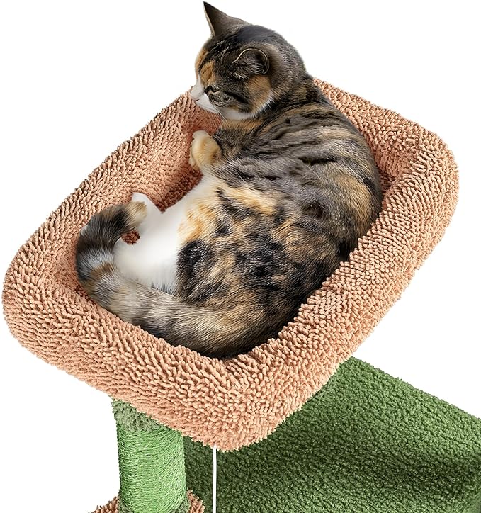 Yaheetech Cactus Cat Tree, 42in Cat Tower for Indoor Cats, Multi Level Cat Condo Scratching Post, Cat Activity Center Pet Furniture w/Ball, Plush Perch, Platform, Basket