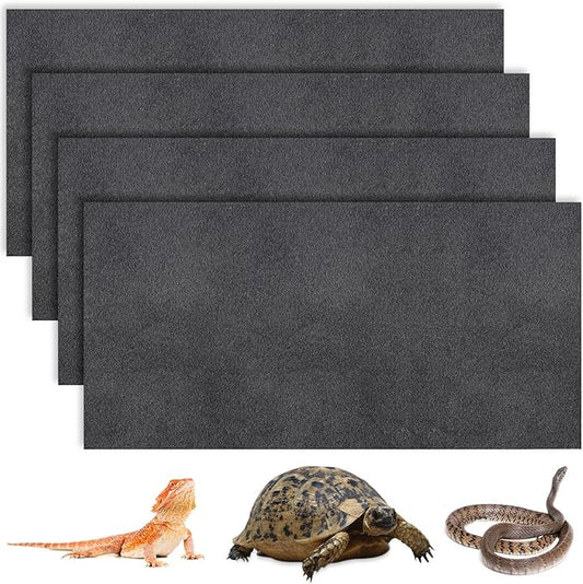 4 Pcs Reptile Carpet Pet Terrarium Floor Liners Bedding Substrate Liner Supplies Reptile Cage Mat Tank Accessories for Lizard Bearded Dragon Tortoise Snake Leopard (Black,47 x 24 Inch)