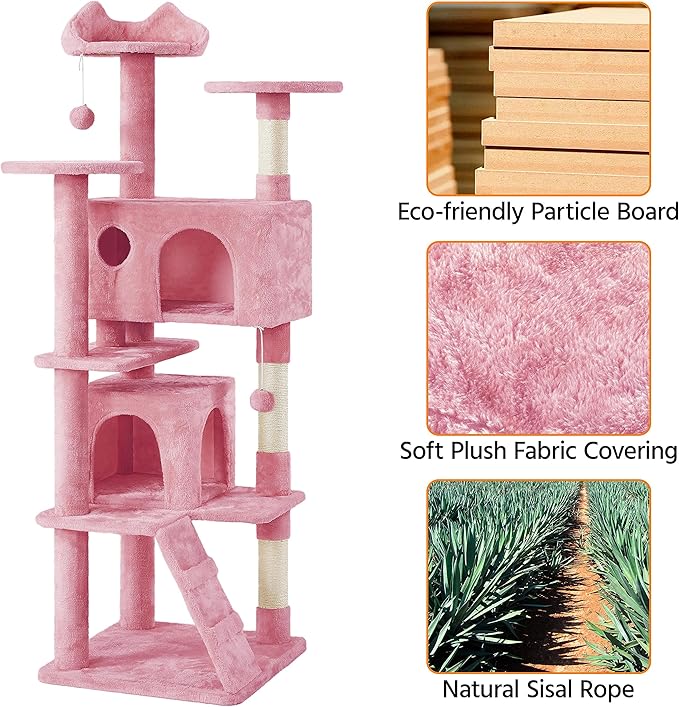 Yaheetech Multi-Level Cat Tree Stand House Furniture with Condos, Scratching Posts