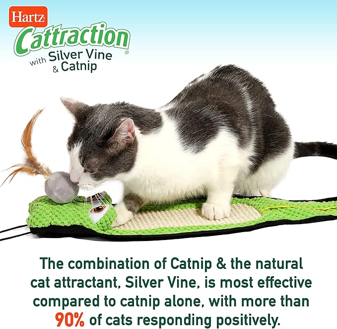 Hartz Cattraction Bell Mouse Cat Toy with Two Silver Vine & Catnip Sisal Mice - 2 Pack, All Breed Sizes