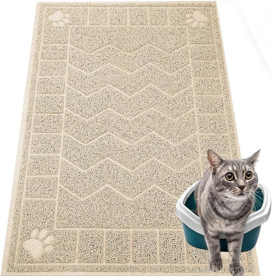 Cat Litter Mat, Litter Trapping Mat Soft on Kitty Paws, 35" x 24" Kitten Litter Box Mat for Cleaner Floors, Waterproof, Easy Clean, Durable Large Size Cat Litter Pad for Kitten.