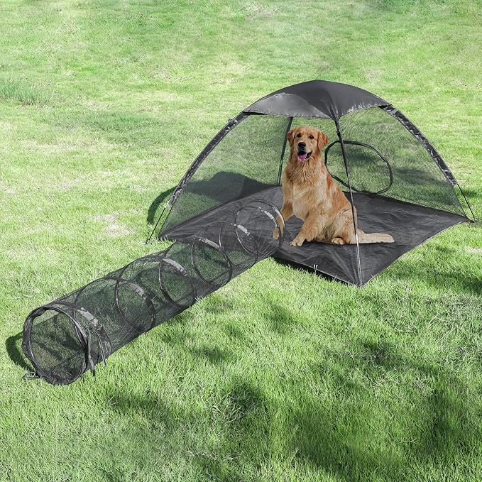 Rest-Eazzzy Cat Tent Outdoor, Pet Enclosure Tent Suitable for Cats and Small Animals, Indoor Playpen Portable Exercise Tent with Carry Bag(Pet Tent& Tunnel) M