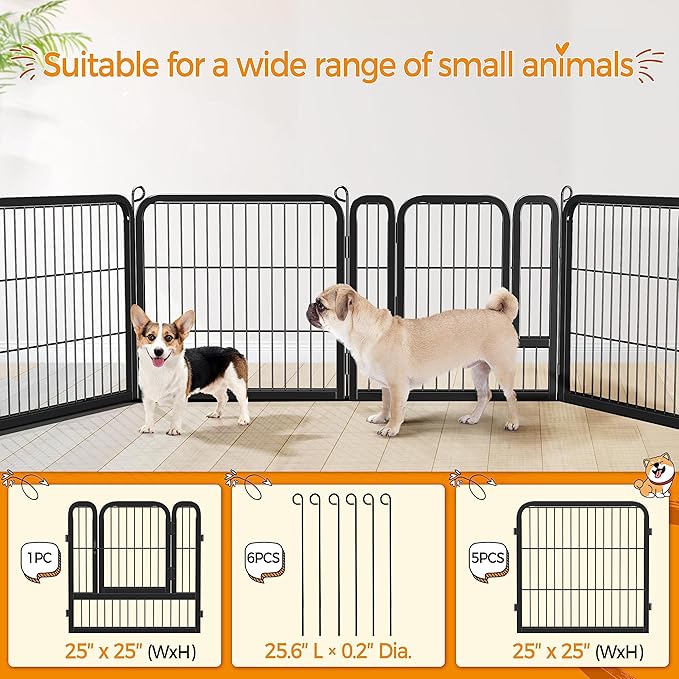 Yaheetech Dog Playpen Outdoor, 6 Panel Dog Fence 24" Pet Pen for Large/Medium/Small Dogs Heavy Duty Pet Exercise Pen for Puppy/Cat/Rabbit/Small Animals Portable Playpen for RV/Camping/Garden/Yard