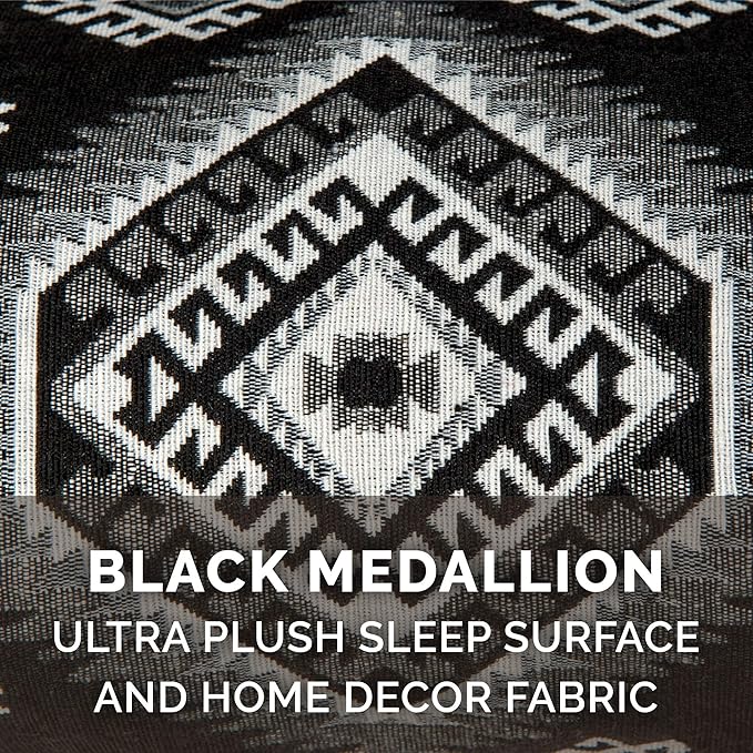 Furhaven Orthopedic Dog Bed for Large Dogs w/ Removable Bolsters & Washable Cover, For Dogs Up to 125 lbs - Plush & Southwest Kilim Woven Decor Sofa - Black Medallion, Jumbo Plus/XXL