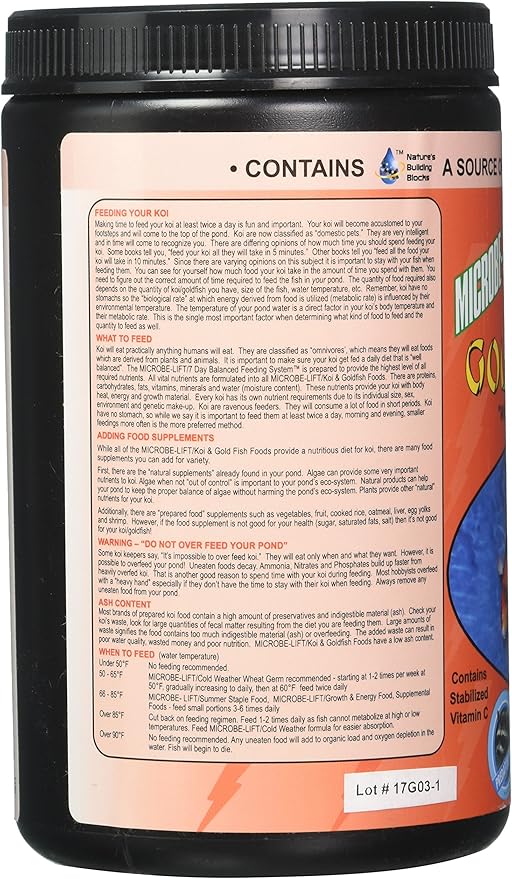 MICROBE-LIFT High Growth and Energy Floating Fish Food Pellets for Ponds, Water Gardens, and Fountains, Safe for Live Goldfish and Koi, 12 oz