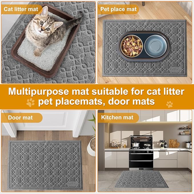 Cat Litter Box Mat, 24" x 17" Large Kitty Litter Trapping Mat Keep Floor Clean, Litter Box Mat Scatter Control, Waterproof, Easy to Clean, Durable Size Litter Mats for Floor