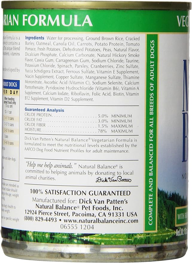 Natural Balance Vegetarian Formula Dog Food (Pack Of 12 13-Ounce Cans)