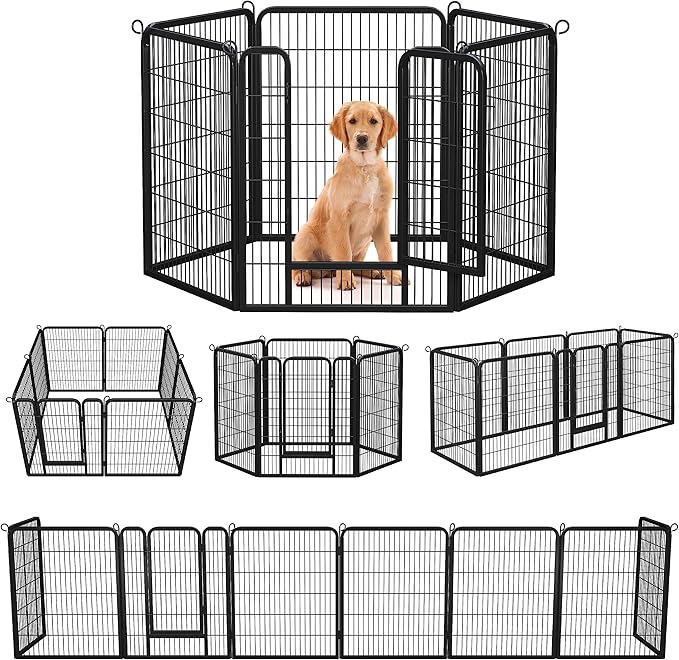 Yaheetech Heavy Duty Extra Wide Dog Playpen, 6 Panels Outdoor Pet Fence for Medium/Small Animals Foldable Puppy Exercise Pen for Garden/Yard/RV/Camping 40 Inch Height x 32 Inch Width