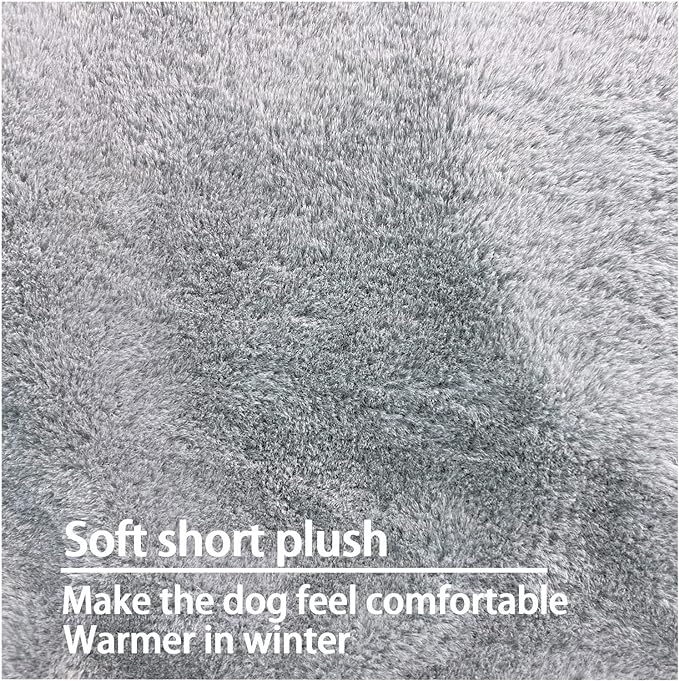 Dog Bed Cover 53L x 36W x 4H Inch,Heavy Duty Durable Waterproof Fluffy Soft Short Plush Replacement Dog Bed Covers,Washable Removable Pet Bed Mattress Cover with Zipper.Grey,Cover Only.