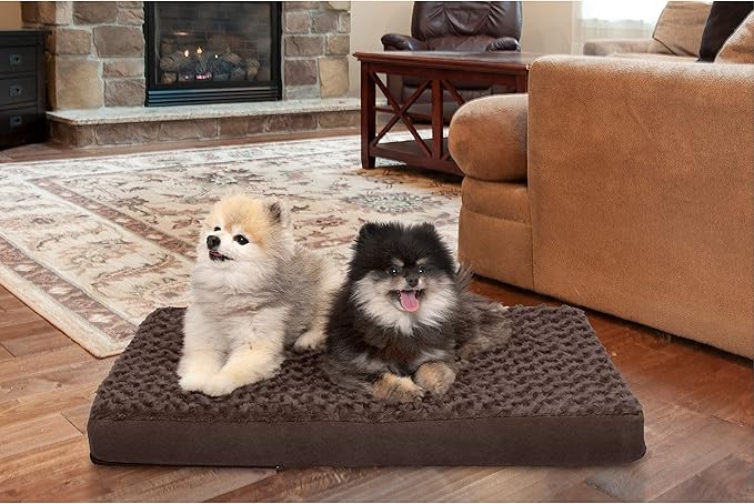 Furhaven Cooling Gel Dog Bed for Medium/Small Dogs w/ Removable Washable Cover, For Dogs Up to 35 lbs - Ultra Plush Faux Fur & Suede Mattress - Chocolate, Medium