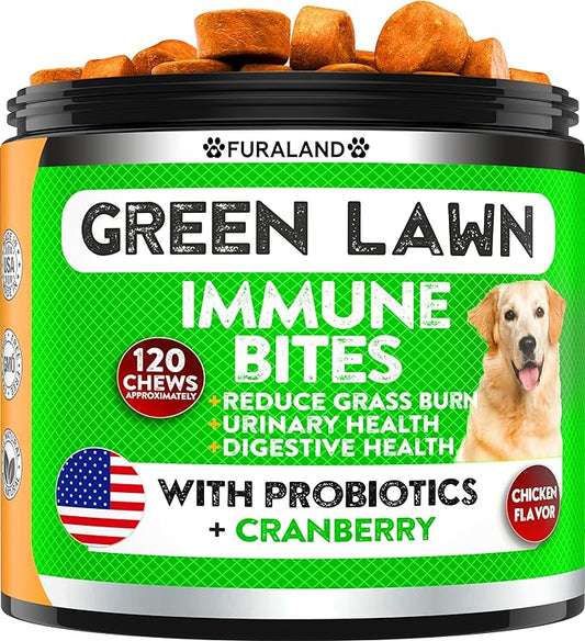 Grass Burn Spot Saver Chews Caused by Dog Pee Lawn- Grass Treatment Rocks - DL-Methionine + Digestive Enzymes - Dog Urine Neutralizer - Soft Treats