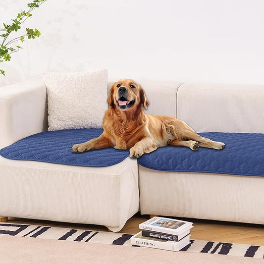 gogobunny 100% Double Sided Waterproof Dog Blanket Soft Pet Bed Cover Reversible Protect Furniture Couch Sofa Car for Puppy Large Dog Cat (Dark Navy/Light Navy, 32x53 Inch (Pack of 1))