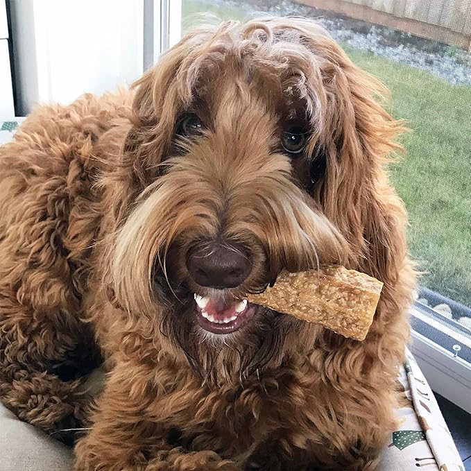 Happy Teeth Natural Cheese Dog Chews | Peanut Butter Flavor | Dental Chew | Protein Rich | Gluten Free - Lactose Free - Wheat Free - Soy Free | 2 Happy Teeth Chews per Resealable Pouch