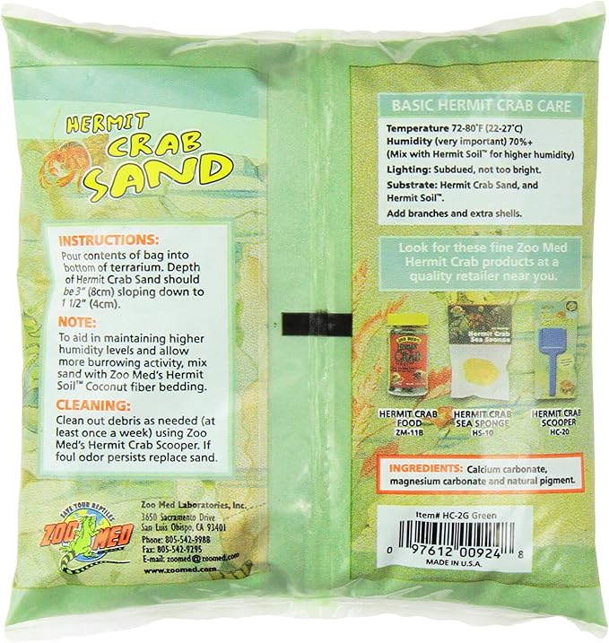 Zoo Med 24982 Hermit Crab, 2 lb, Sand Green