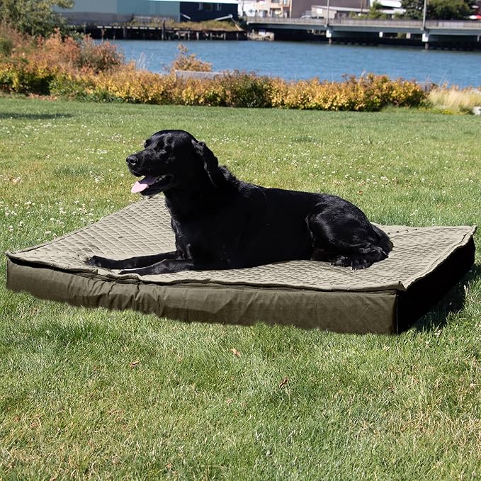 Furhaven Water-Resistant Orthopedic Dog Bed for Large Dogs w/ Removable Quilt Top & Washable Cover, For Dogs Up to 125 lbs - Indoor/Outdoor Quilt Top Convertible Mattress - Dark Sage, Jumbo Plus/XXL
