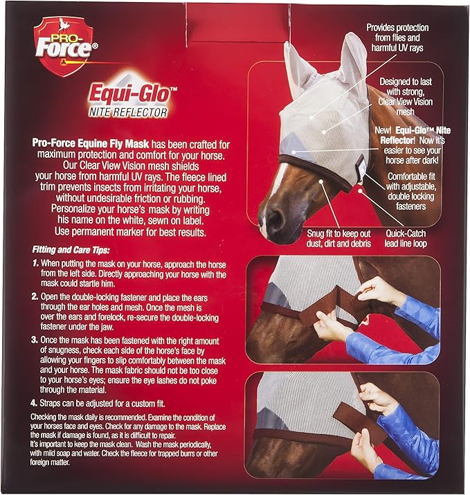 Pro-Force Equine Fly Mask | Horse Fly Mask with UV Protection | Adjustable Fit for Comfort | With Ears