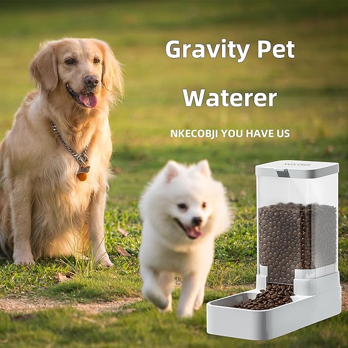 Gravity Pet Feeder and Water Dispenser Set, Automatic Dog Feeder and Dog Water Dispenser for Dogs Cats Pets Animals Large Capacity(Food Feeder)