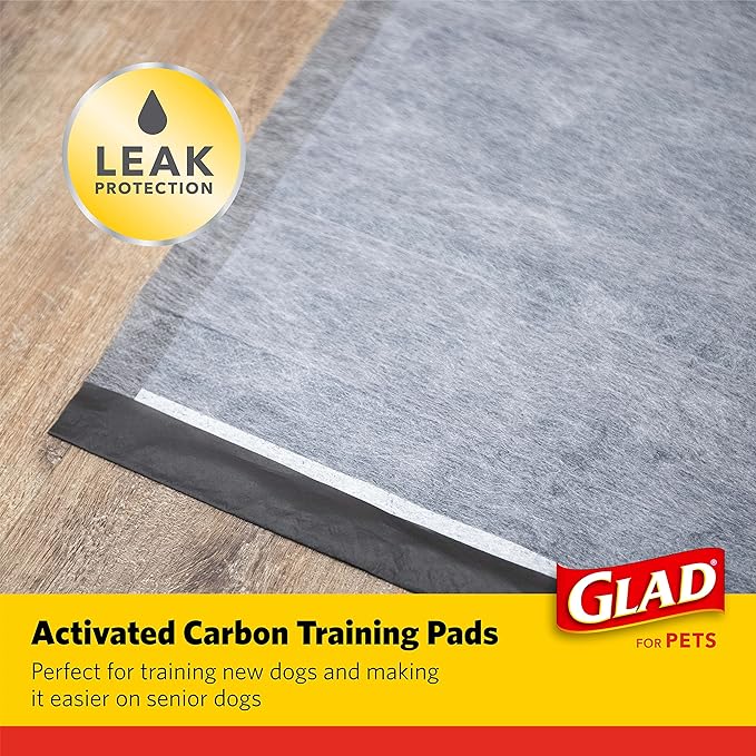 Glad for Pets Black Charcoal Puppy Pads 23" x 23" All-in-One | Puppy Potty Training Pads That ABSORB & NEUTRALIZE Urine Instantly | New & Improved Quality Puppy Pee Pads, 100 count - 2 Pack