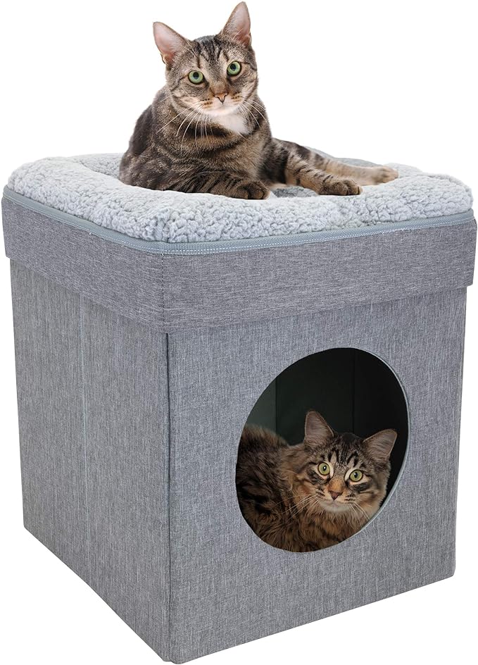 Kitty City Large Cat Bed, Stackable Cat Cube, Indoor Cat House/Cat Condo, Cat Scratcher