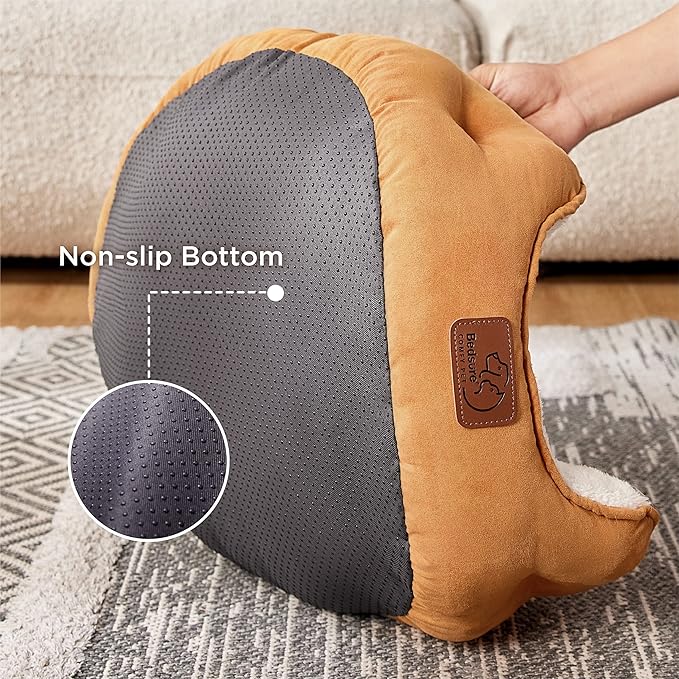 Bedsure Dog Beds for Small Dogs - Round Cat Beds for Indoor Cats, Washable Pet Bed for Puppy and Kitten with Slip-Resistant Bottom, 20 Inches, Yolk Yellow