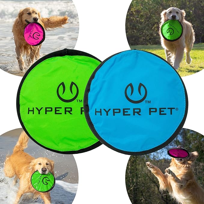 Hyper Pet Flippy Flopper 9" Flying Disc Soft Dog Toy, Floats in Water & Safe on Teeth, for All Breeds, Pack of 2 (Colors May Vary)