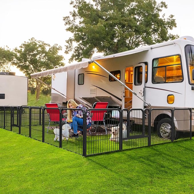 Yaheetech Outdoor Dog Playpen - 16 Panel Fence for Large, Medium and Small Dogs - Heavy Duty Exercise Pen for Puppies and Small Animals - Portable for RV Camping and Yard