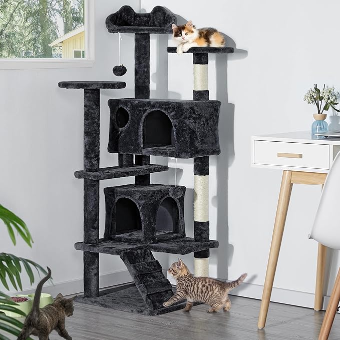 Yaheetech 54in Cat Tree Tower Condo, Cat Tree for Indoor Cats w/Scratching Post for Kittens Pet House Play