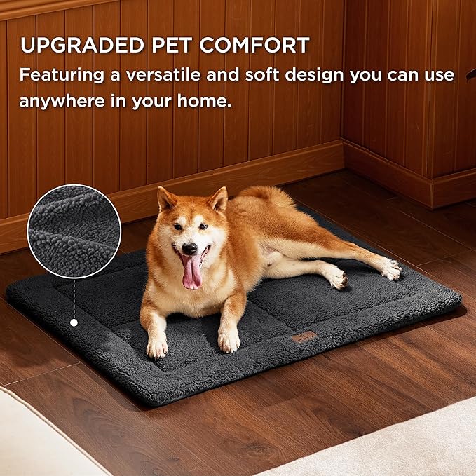 Bedsure Washable Dog Bed for Large Dogs, Reversible Foam Floor Dog Mat, Lightweight Travel Flat Pet Beds for Indoor & Outdoor Dogs (36" x 27", Dark Grey)
