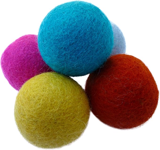 Wool Cat Balls - Safe Felt Cat Kitten Toys - Fun Colorful Cat Ball Toys - Soft Quiet Wool Kitty Toys - Unique for Cat Lovers - Hand Made in Nepal