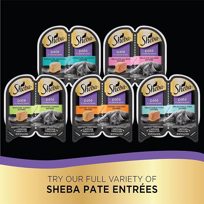 Sheba Wet Food Perfect Portions Paté Wet Cat Food Trays ,Whitefish & Tuna,1.32 Ounce (Pack of 48)