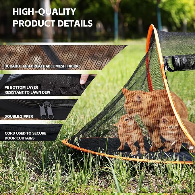 Pop-up Cat Tent, Portable Pet Playpen for Outdoor&Indoor,Outdoor Cat Enclosures - Cat Playpen for Camping,Traveling,Sunbathing