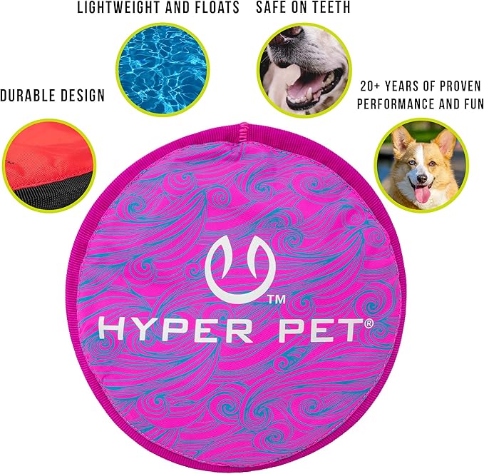 Hyper Pet Flippy Flopper 9" Flying Disc Soft Dog Toy, Floats in Water & Safe on Teeth, Pack of 1, Purple Swirl Design