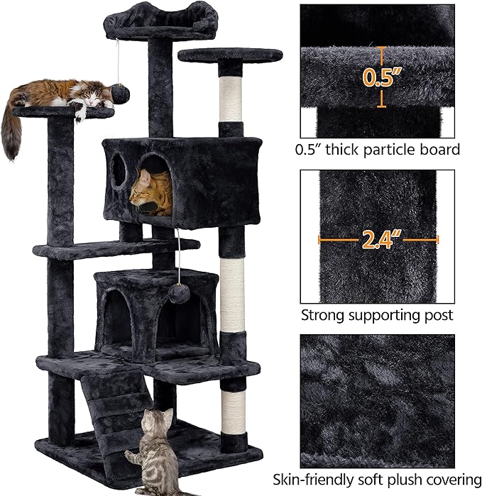 Yaheetech 54in Cat Tree Tower Condo, Cat Tree for Indoor Cats w/Scratching Post for Kittens Pet House Play