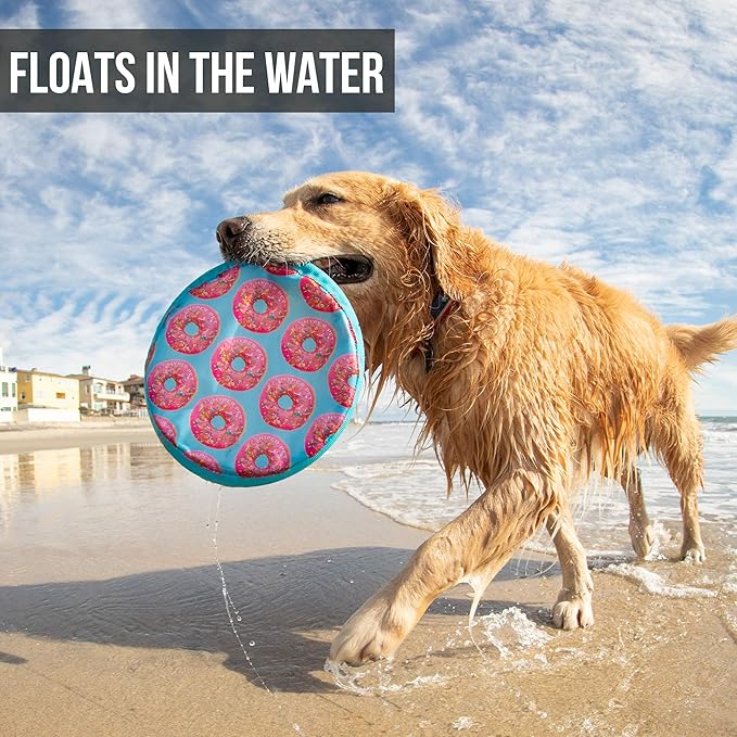 Hyper Pet Flippy Flopper 9" Flying Disc Soft Dog Toy, Floats in Water & Safe on Teeth, Pack of 1, Donut Design, for All Breeds