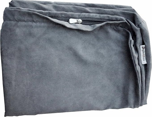 Dogbed4less 35X20X4 Inches Small Medium Size : Suede fabric External Replacement Cover in Gray Color with zipper liner for Dog Pet Bed Pillow or pad - Replacement cover only