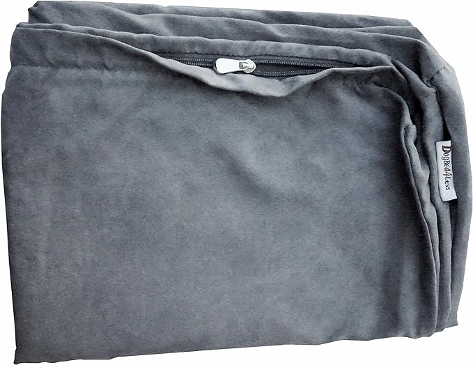 Dogbed4less 55X37X4 Inches XXL Size : Suede fabric External Replacement Cover in Gray Color with zipper liner for Dog Pet Bed Pillow or pad - Replacement cover only