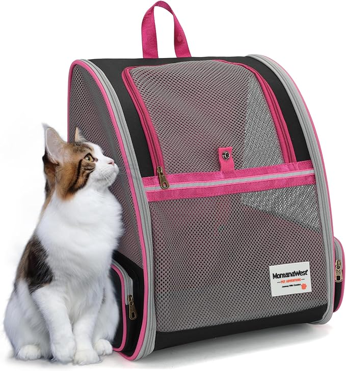 Montana West Cat Carrier Backpack for Small Medium Dog & Puppies with Breathable Mesh for Hiking Camping Backpack Travel Bag