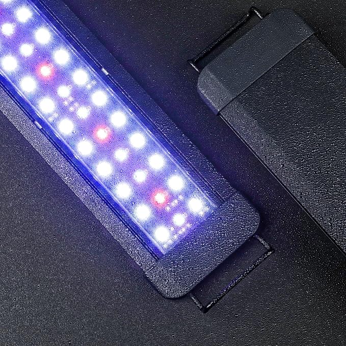 Pawfly 9W Aquarium LED Light for 12 to 18 Inch Fish Tanks Extendable Fish Tank Light with Full Spectrum Brilliant White Blue Red Lights with Daytime & Night Modes and Adjustable Brightness