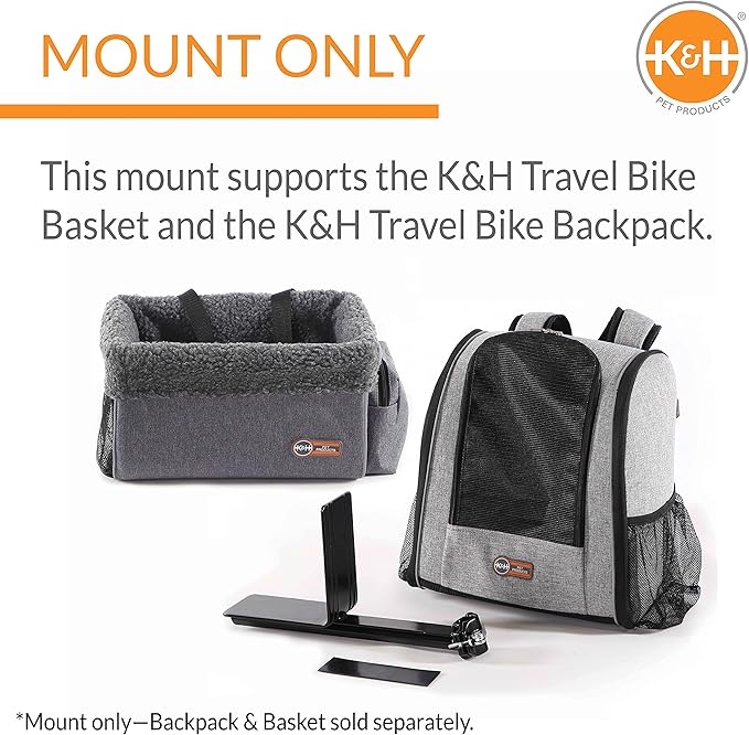 K&H Pet Products Universal Rear Bike Mount for Travel Bike Cat and Dog Bicycle Basket & Backpack Black Universal Fit Mount