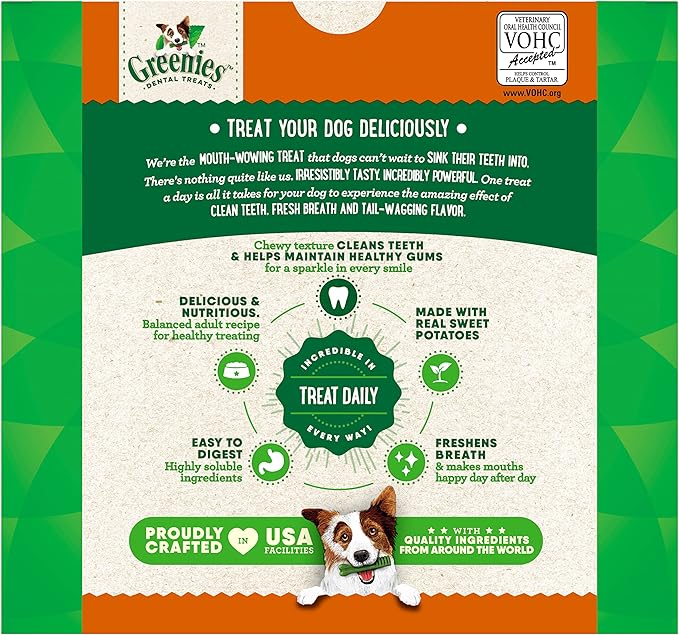 Greenies Regular Natural Dog Dental Treats, Sweet Potato Flavor, 36 oz. Pack (36 Treats)