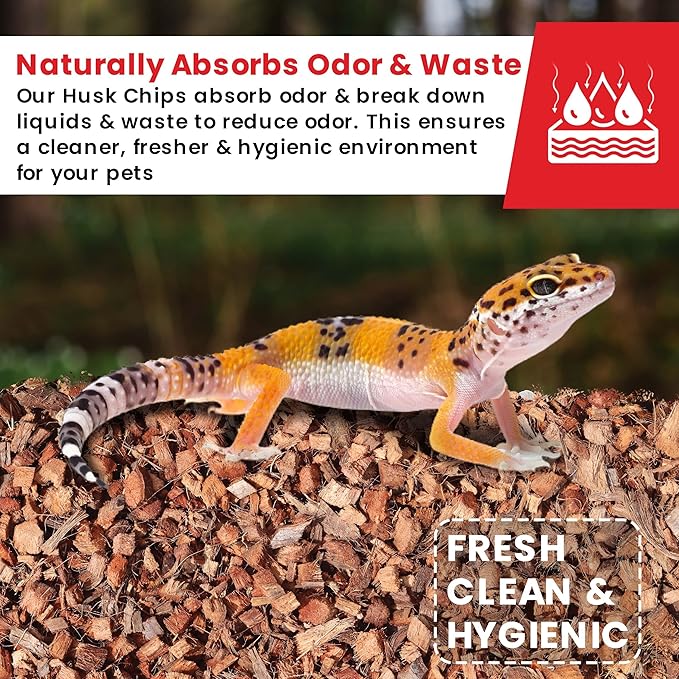 ReptiCare Compressed Coconut Chip Substrate for Reptiles 64 Quart Coco Husk Bedding Block for Ball Pythons, Snakes, Tortoises, Crested Geckos, Frogs, Hermit Crabs or Lizard Terrarium Tanks